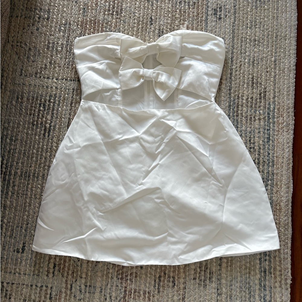 Peppermayo Ivory Strapless Dress with Bow